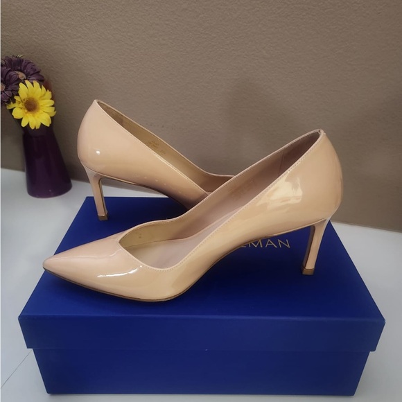 Stuart Weitzman Womens Anny 70 Pumps Heels Patent Leather Beige Nude 37 6.5 . - Picture 8 of 11